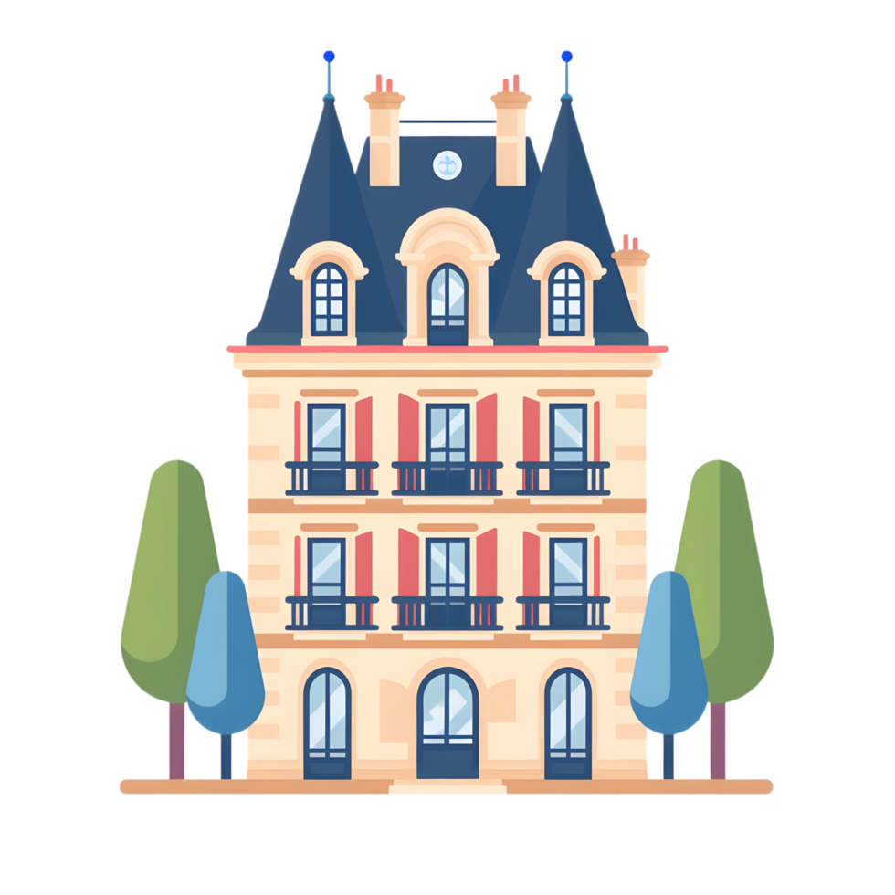French architecture icon against transparent background Generated by Ai png