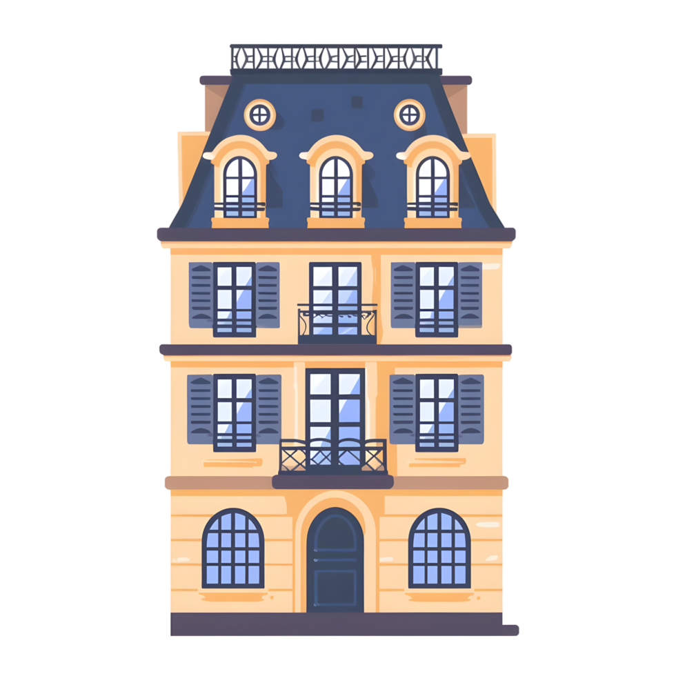 French architecture icon against transparent background Generated by Ai png