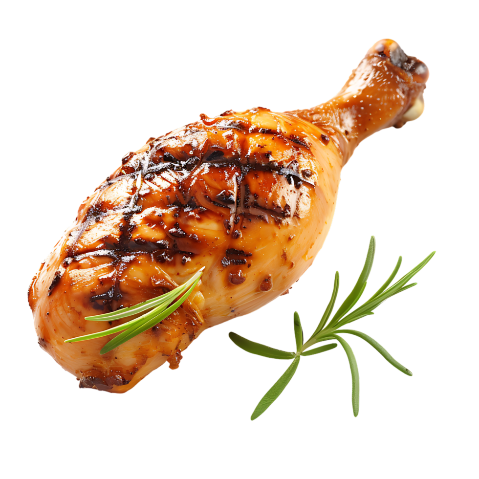 Grilled chicken leg against transparent background png