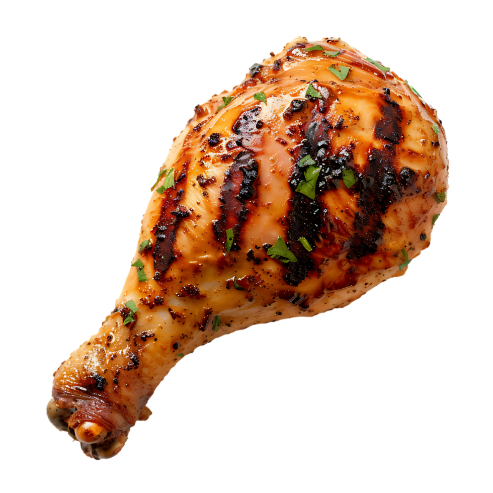 Grilled chicken leg against transparent background png