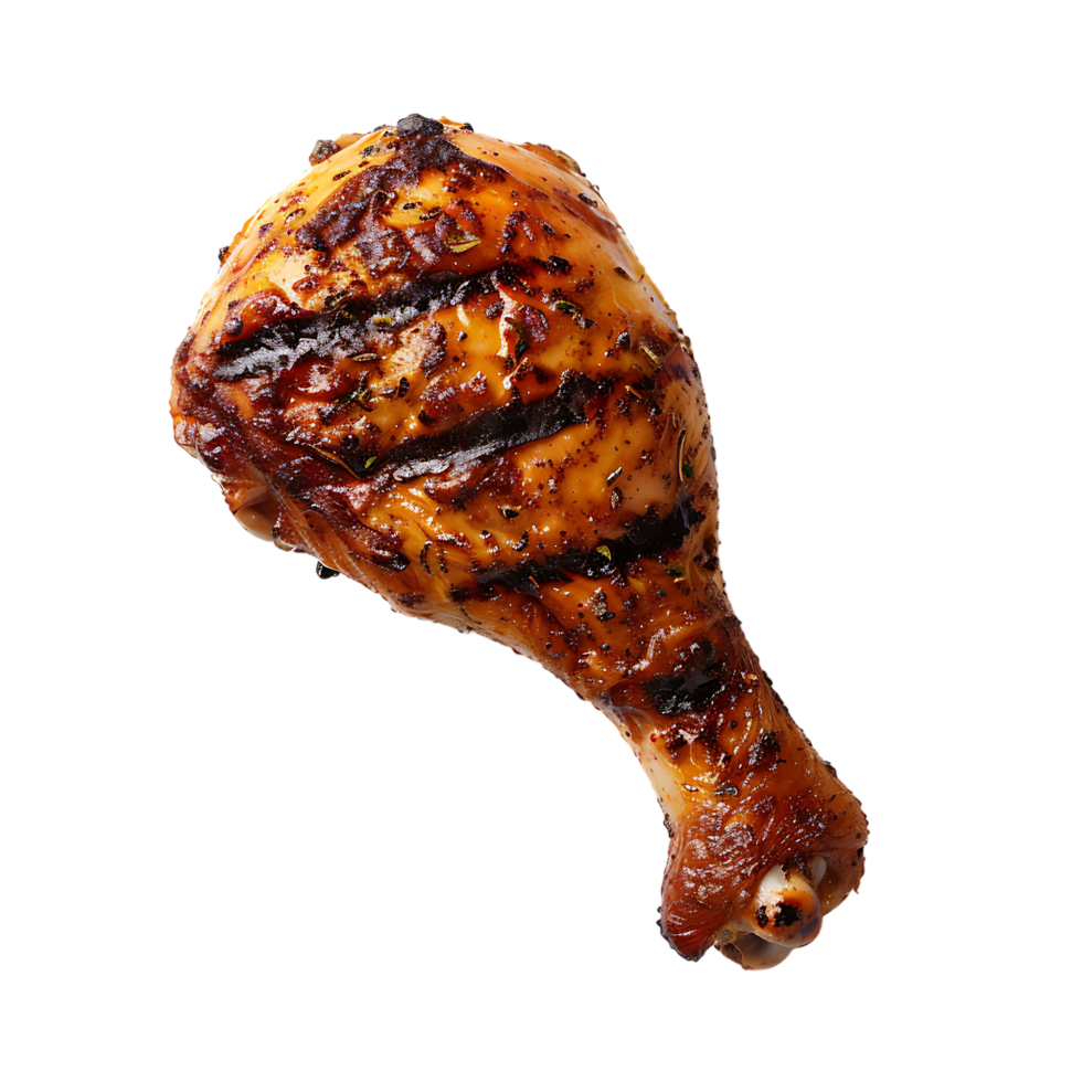 Grilled chicken leg against transparent background png