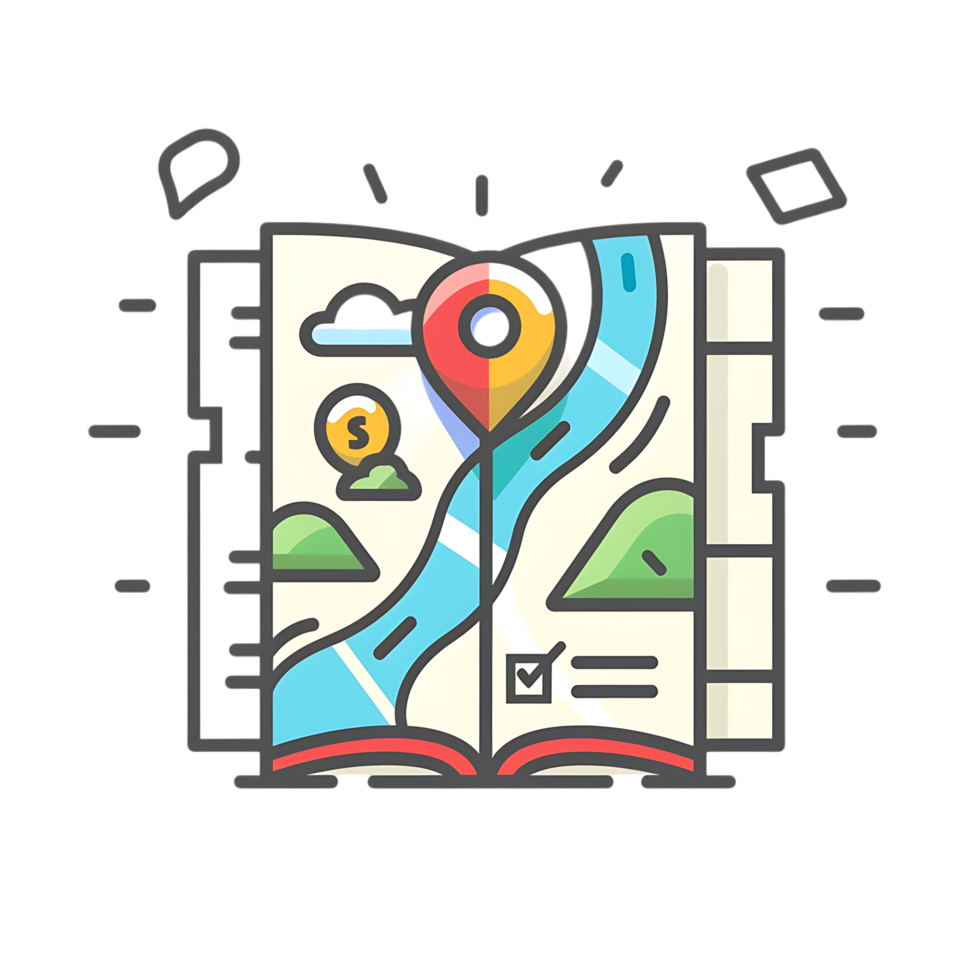Itinerary Planning icon against transparent background Generated by Ai png