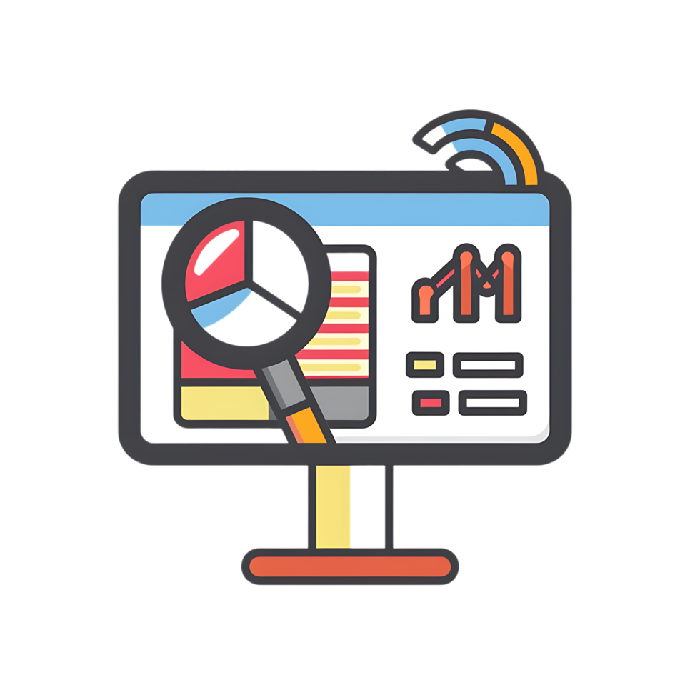 Marketing research icon against transparent background generated by Ai png