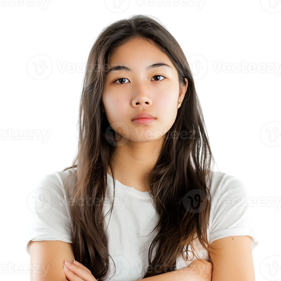 Portrait of young asian woman posing against transparent background png