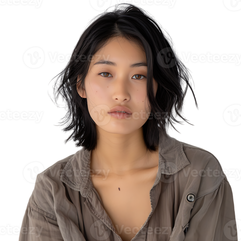 Portrait of young asian woman posing against transparent background png