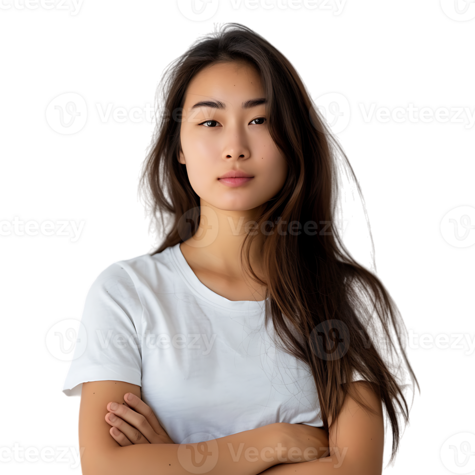 Portrait of young asian woman posing against transparent background png