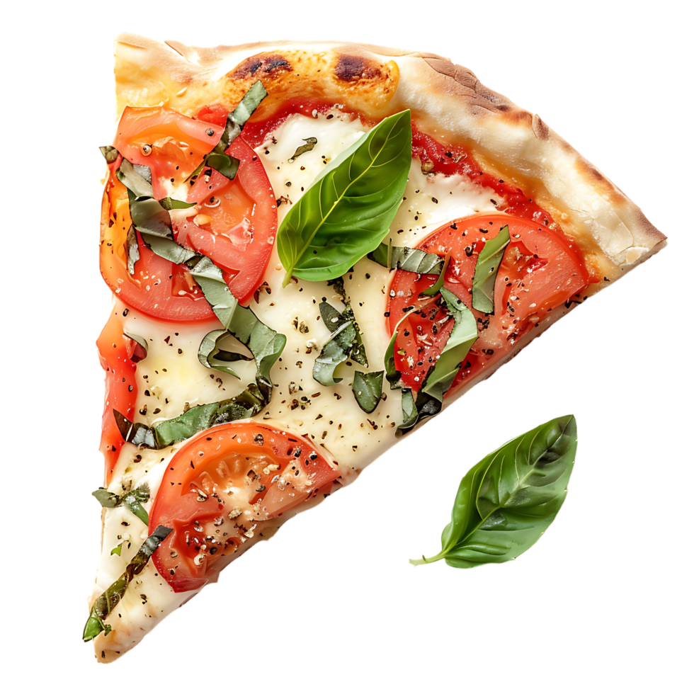 Piece of delicious Caprice pizza against transparent background png