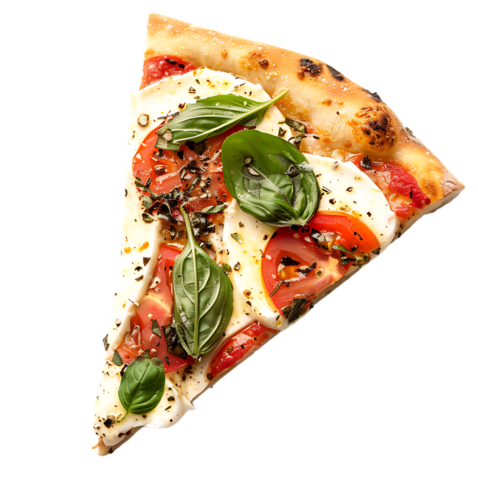 Piece of delicious Caprice pizza against transparent background png