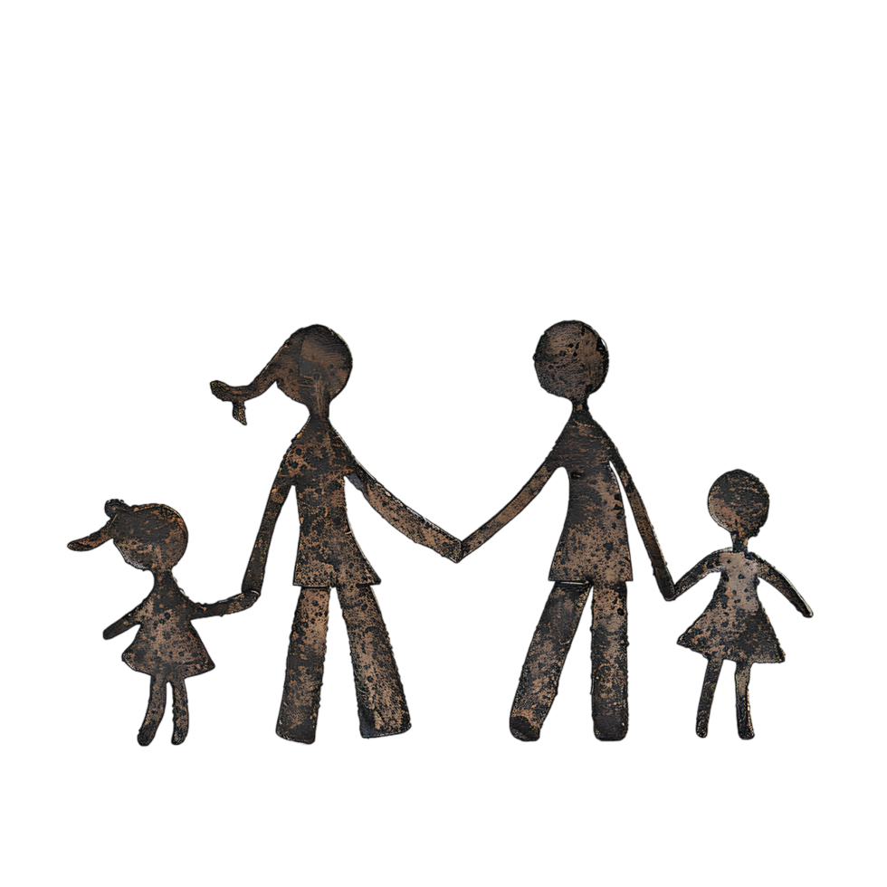 Stick figure family holding hands against transparent background png
