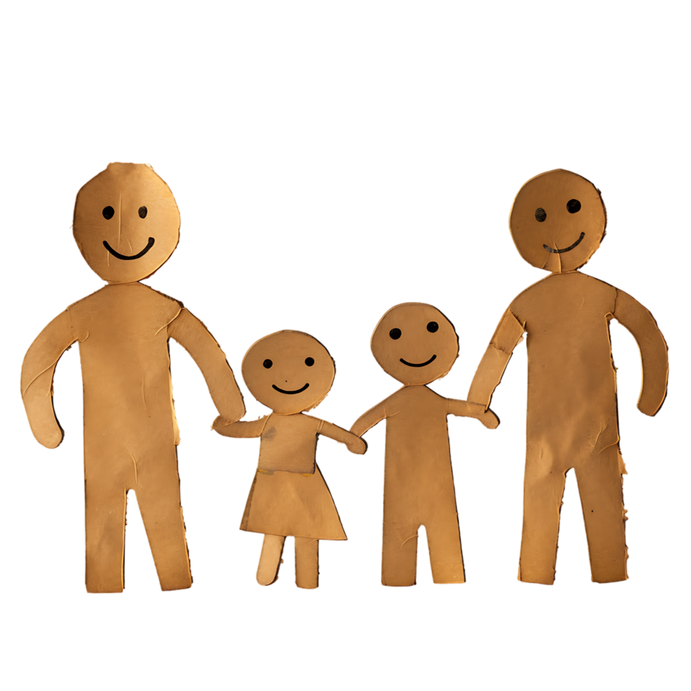 Stick figure family holding hands against transparent background png