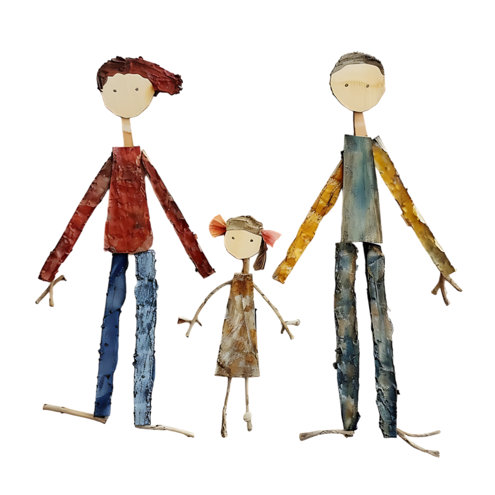Stick figure family holding hands against transparent background png
