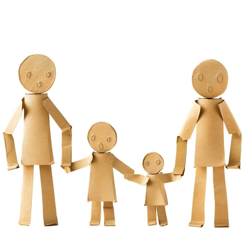 Stick figure family holding hands against transparent background png