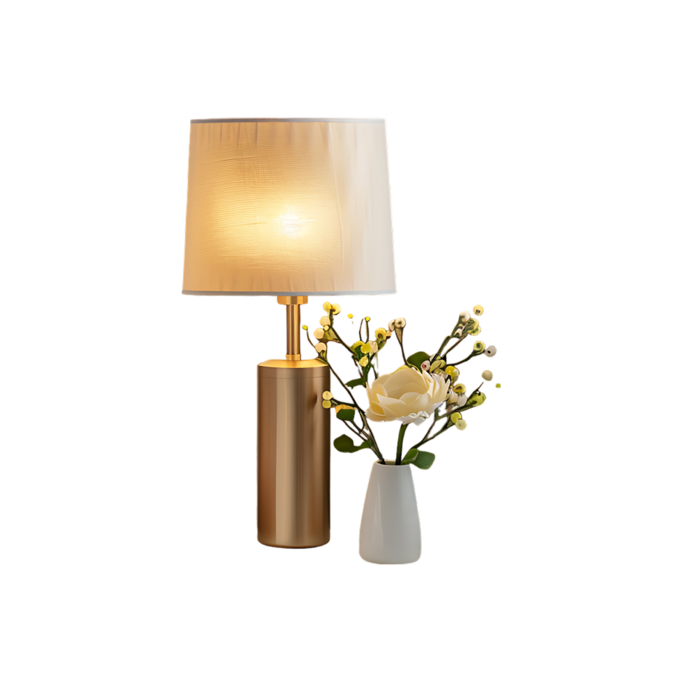 Bedside table lamp in modern contemporary against transparent background png