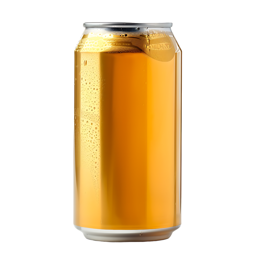 Golden Beer can isolated against transparent background generated by Ai png