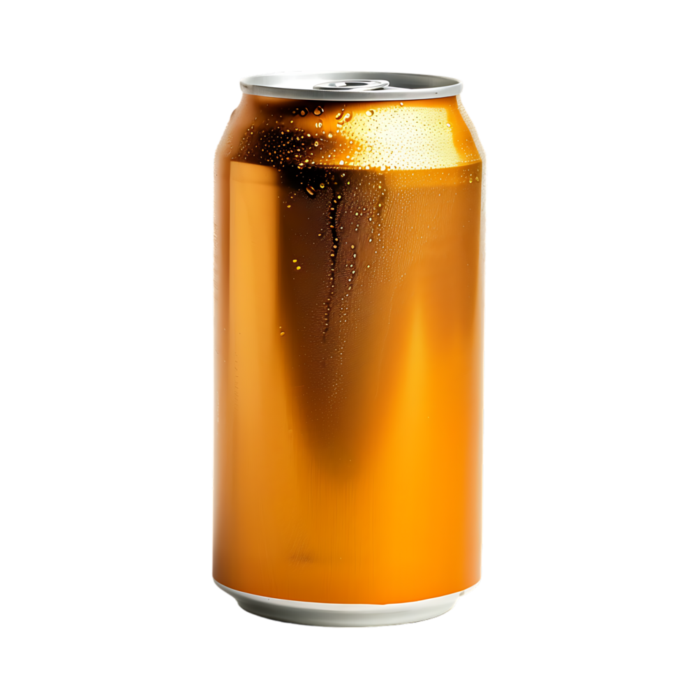 Golden Beer can isolated against transparent background generated by Ai png