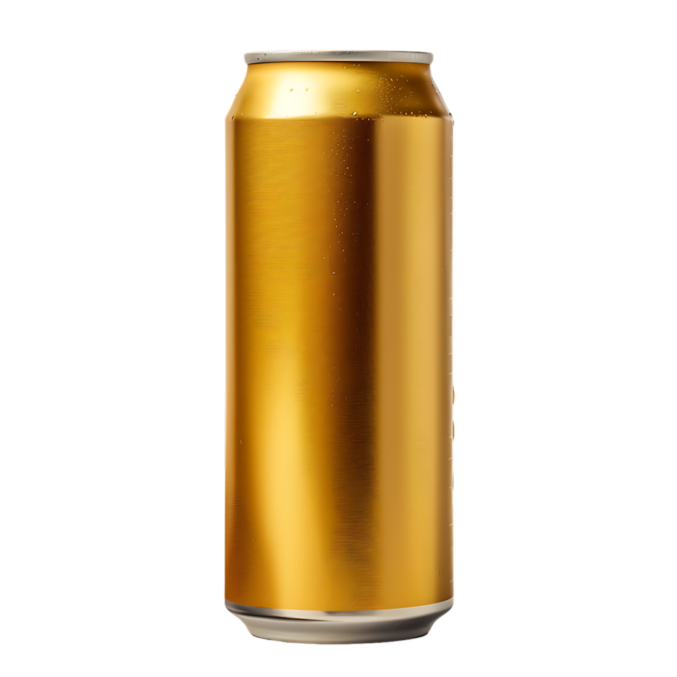Golden Beer can isolated against transparent background generated by Ai png