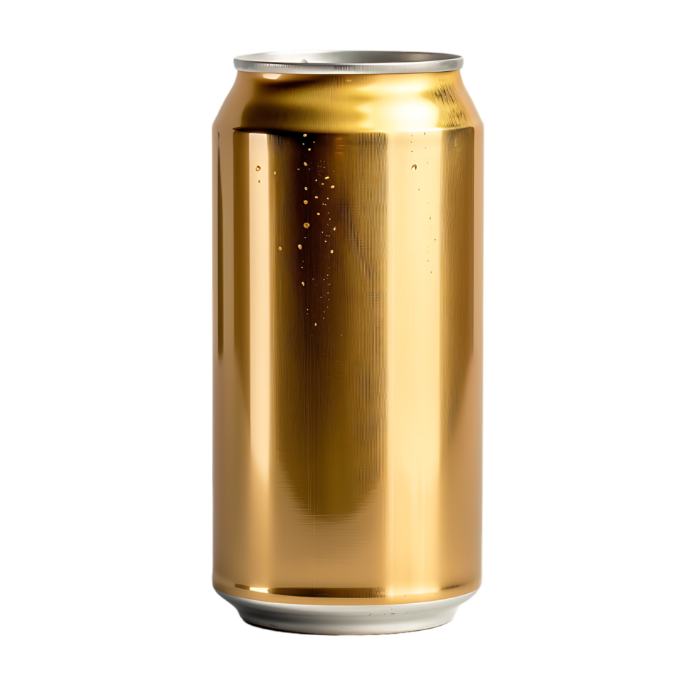 Golden Beer can isolated against transparent background generated by Ai png