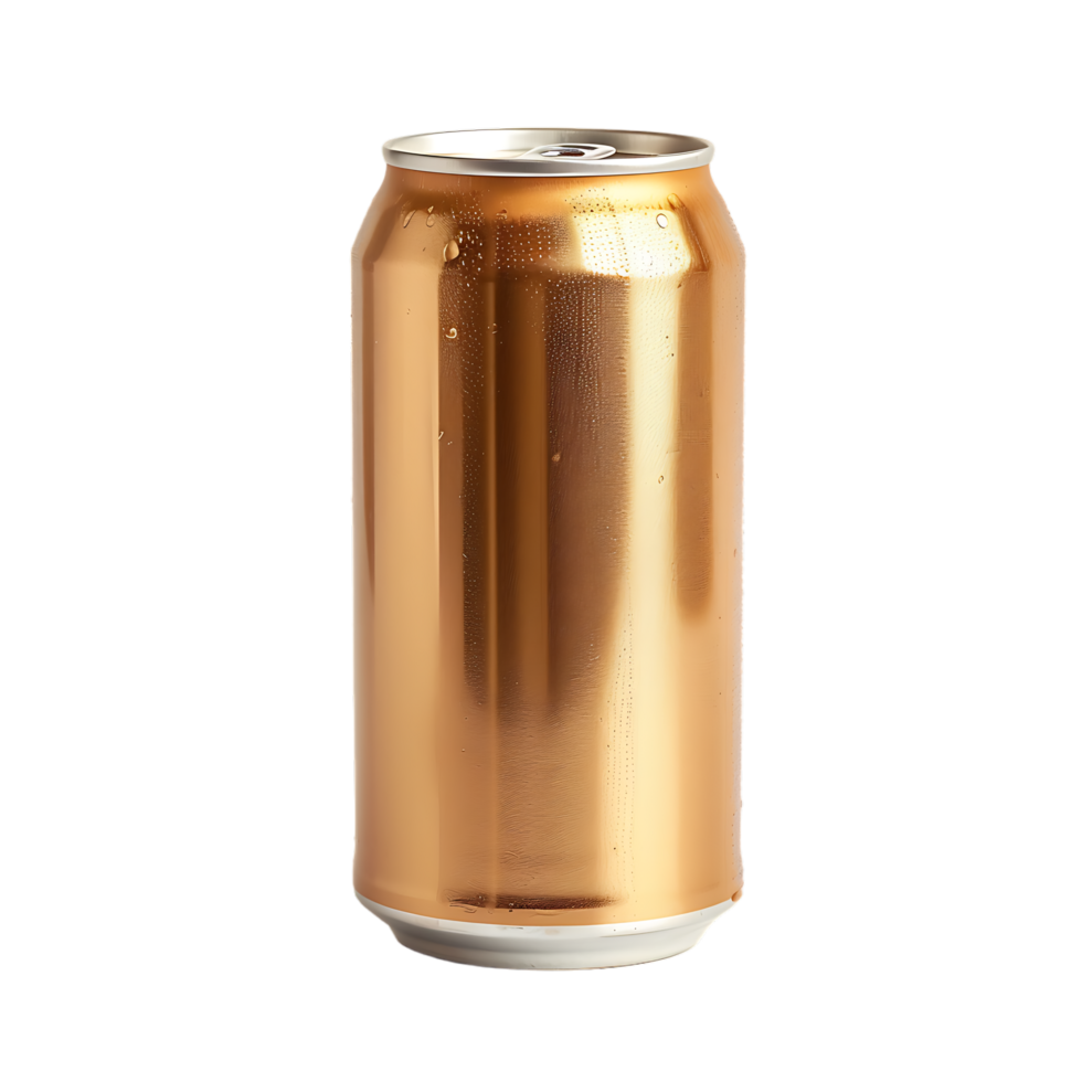 Golden Beer can isolated against transparent background generated by Ai png