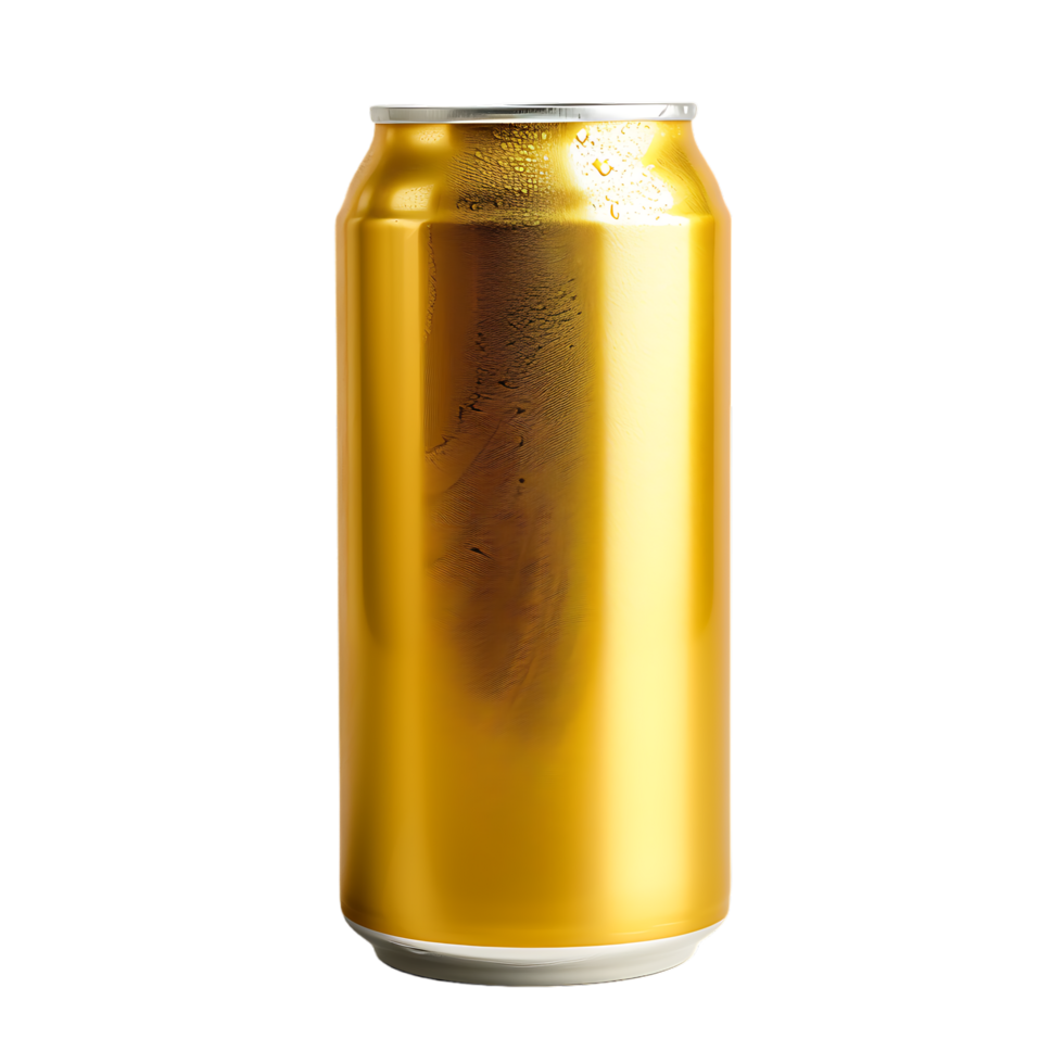 Golden Beer can isolated against transparent background generated by Ai png
