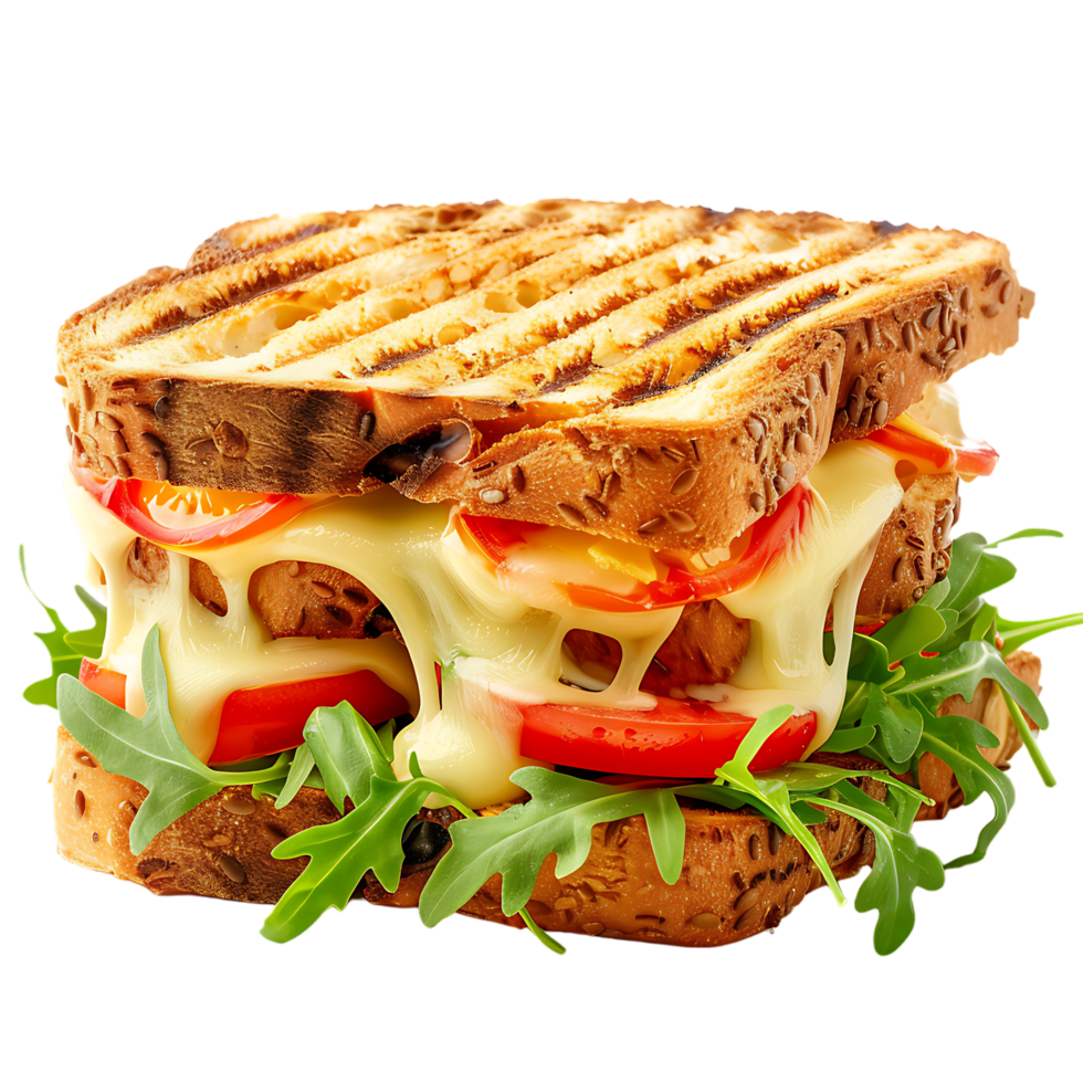 Delicious Sandwich with Melting Cheese on transparent background png