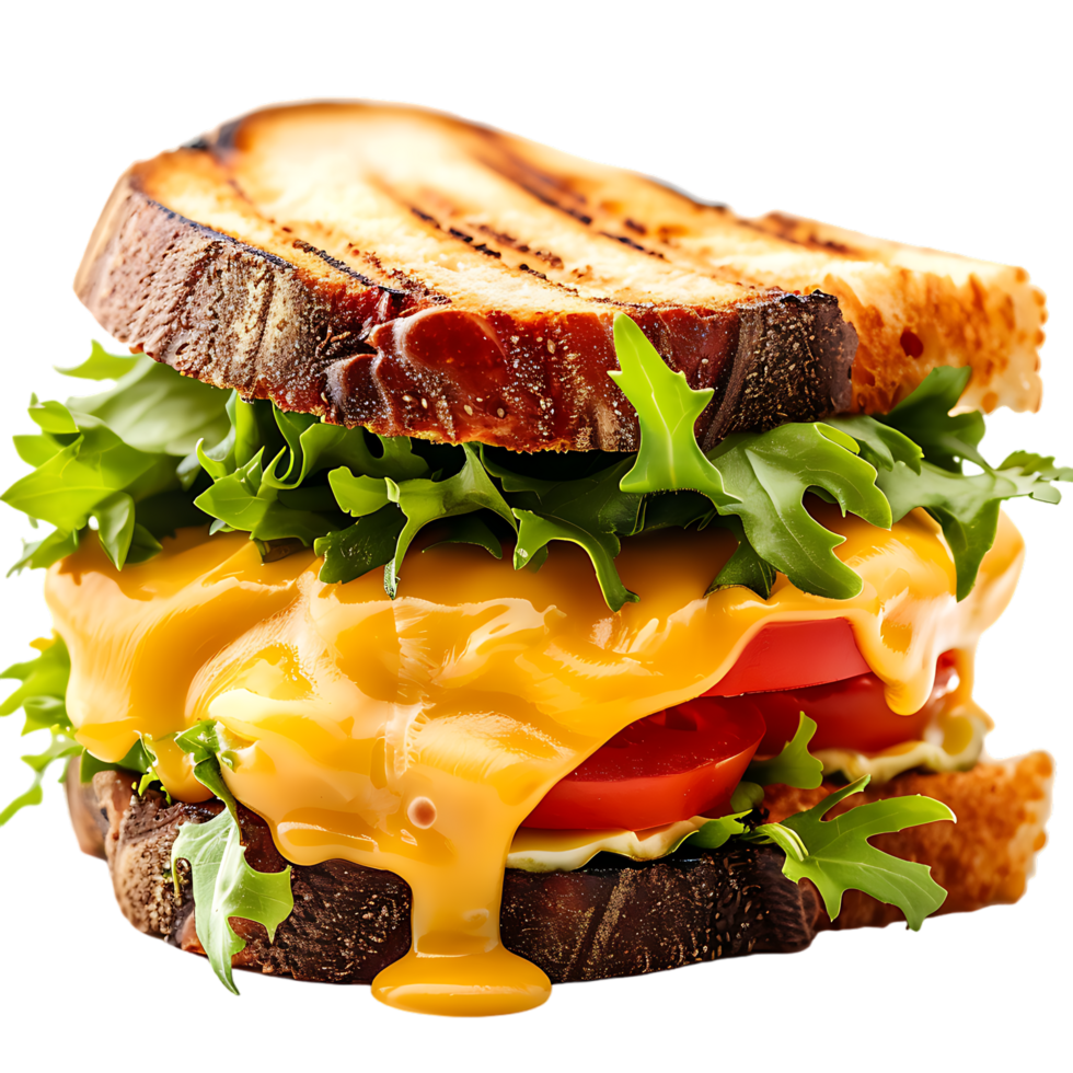 Delicious Sandwich with Melting Cheese on transparent background png