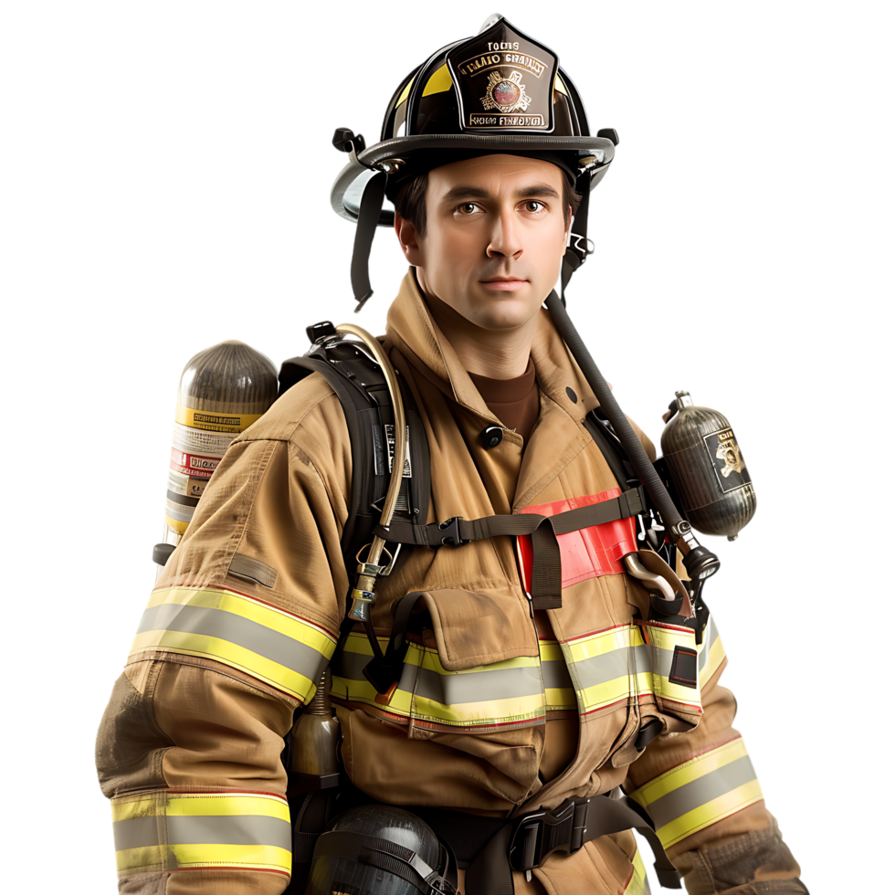 Isolated firefighter on transparent background png