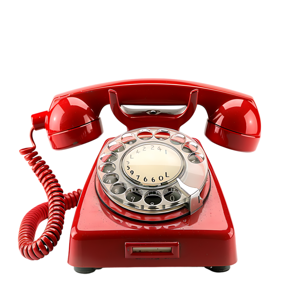 Isolated Red vintage phone on transparent background png