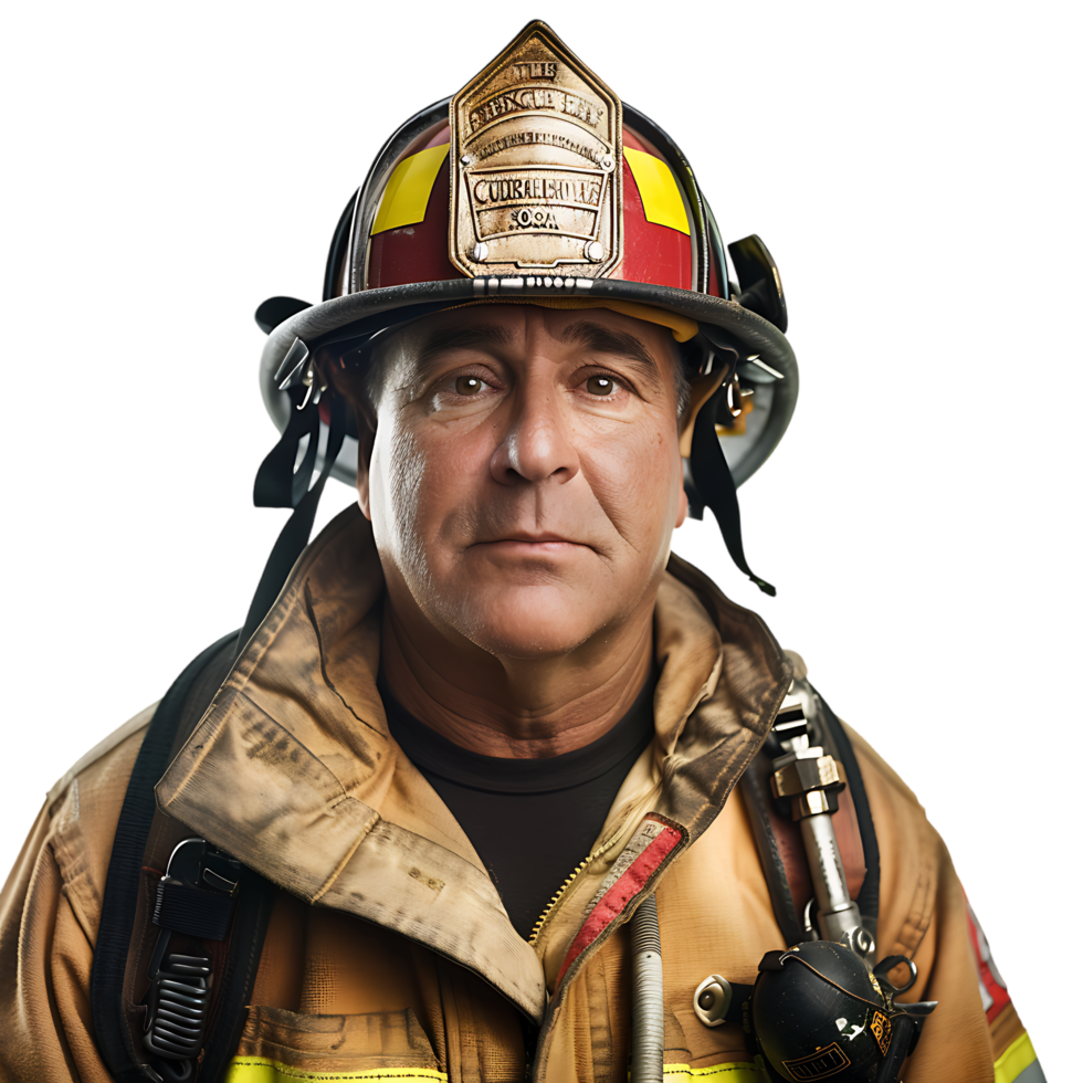 Isolated firefighter on transparent background png