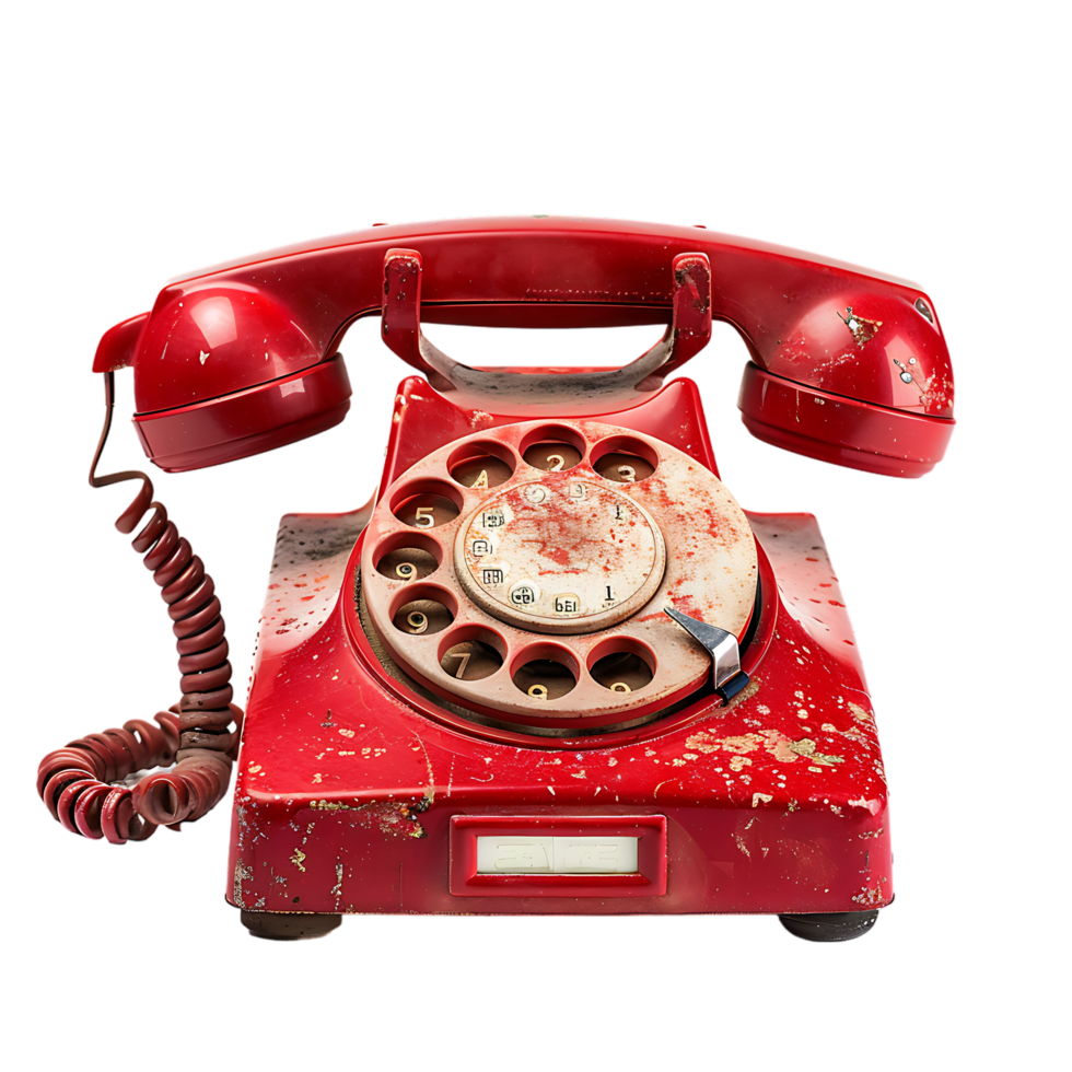 Isolated Red vintage phone on transparent background png