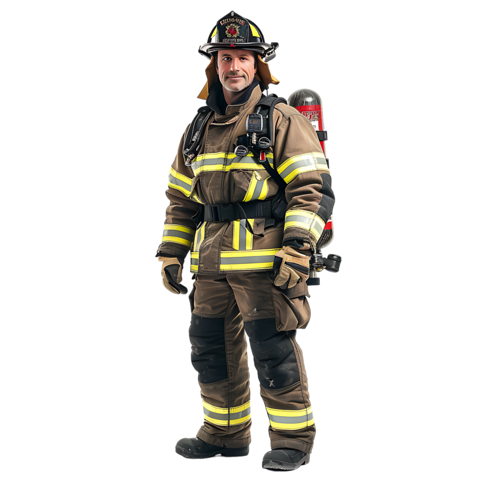 Isolated firefighter on transparent background png