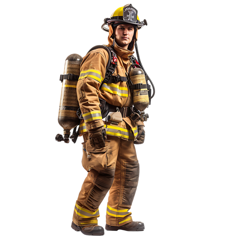 Isolated firefighter on transparent background png