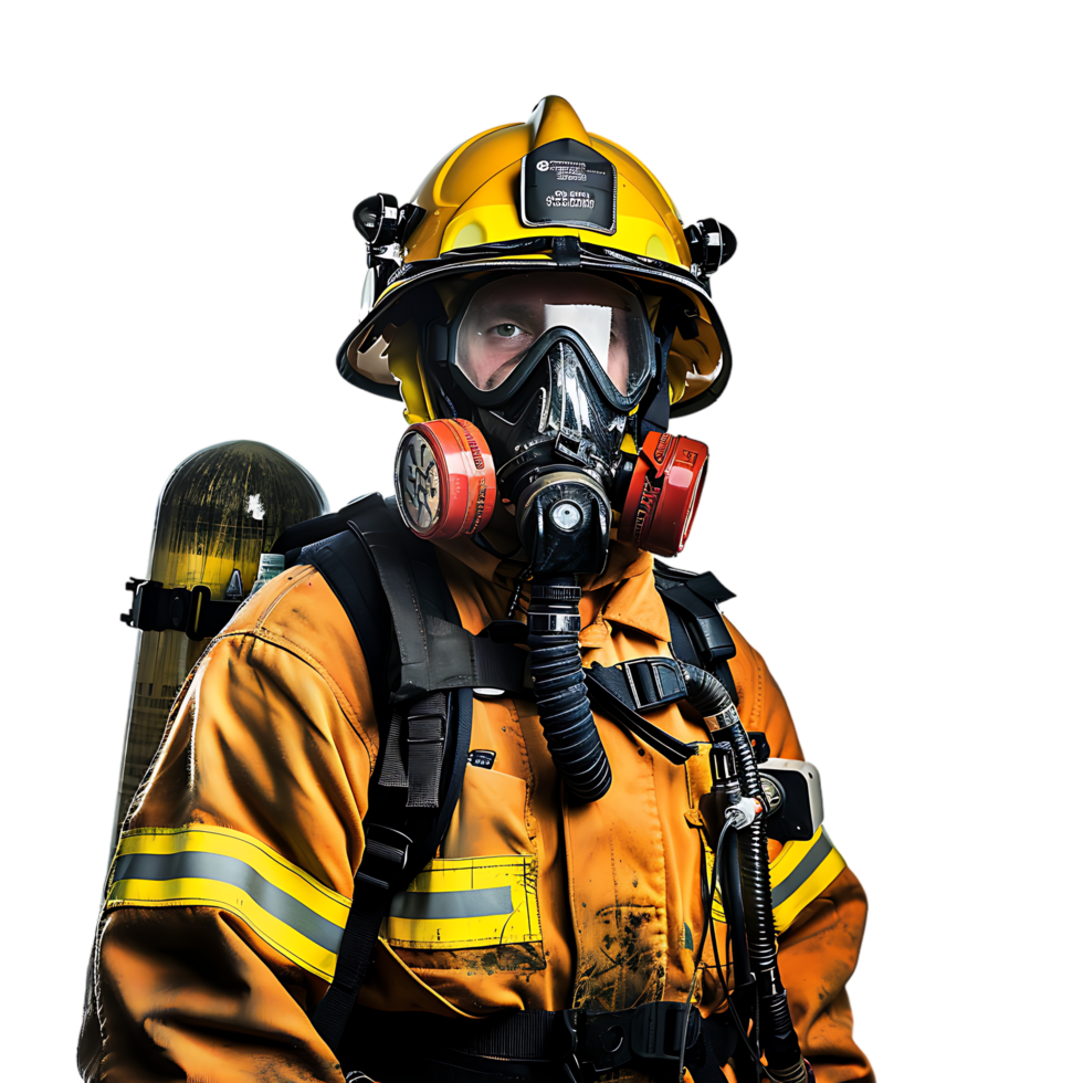 Isolated firefighter on transparent background png