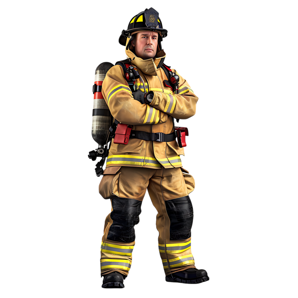 Isolated firefighter on transparent background png