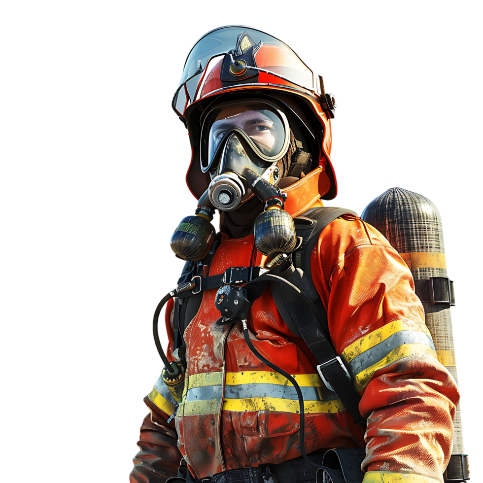 Isolated firefighter on transparent background png