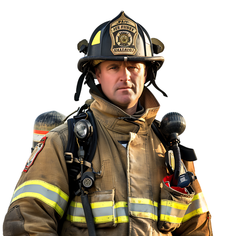 Isolated firefighter on transparent background png