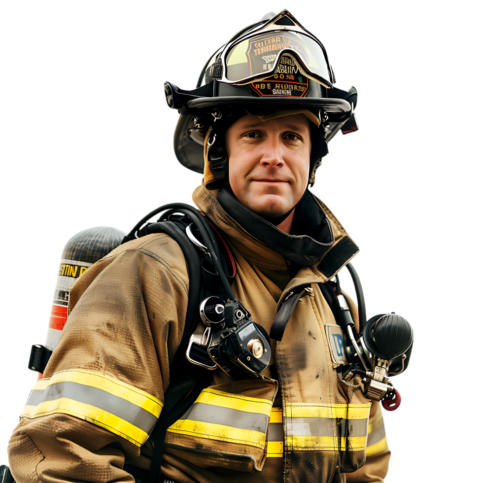 Isolated firefighter on transparent background png