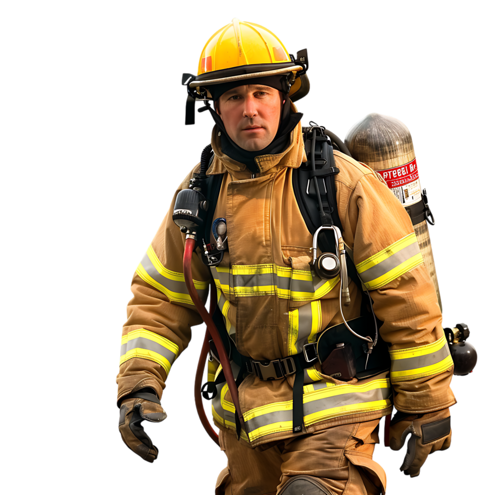 Isolated firefighter on transparent background png