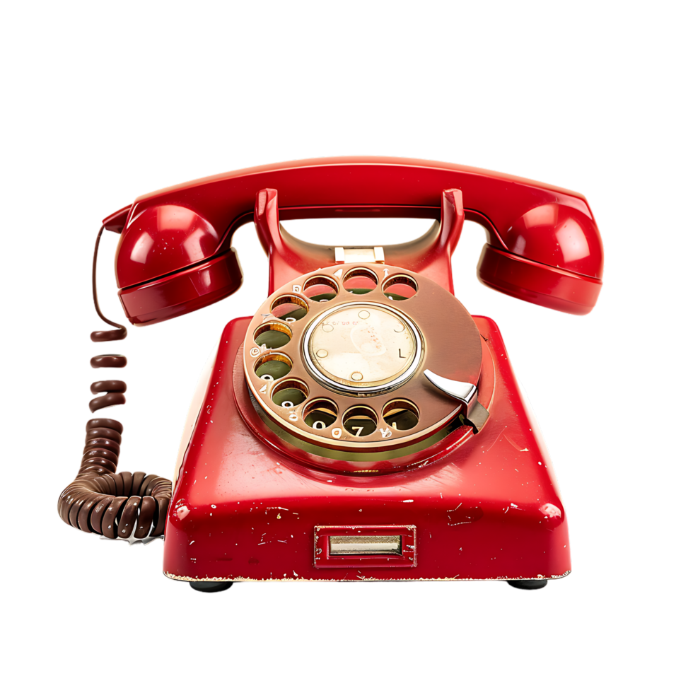 Isolated Red vintage phone on transparent background png