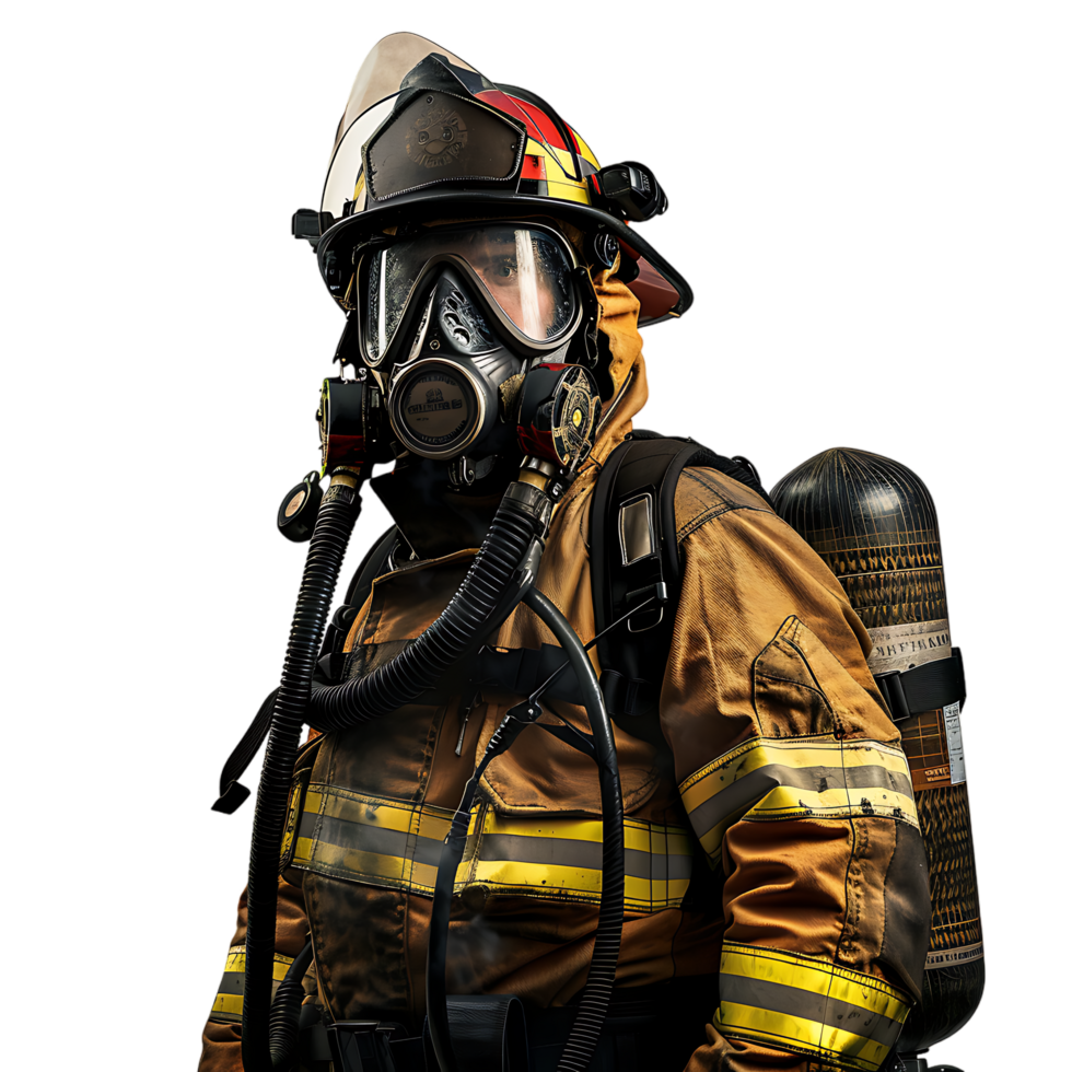 Isolated firefighter on transparent background png