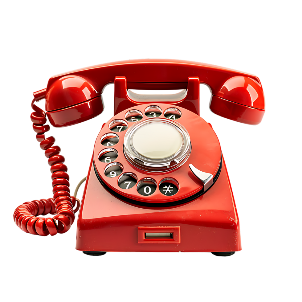 Isolated Red vintage phone on transparent background png