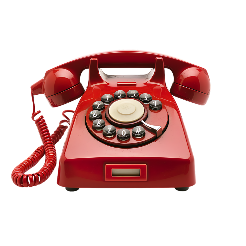 Isolated Red vintage phone on transparent background png