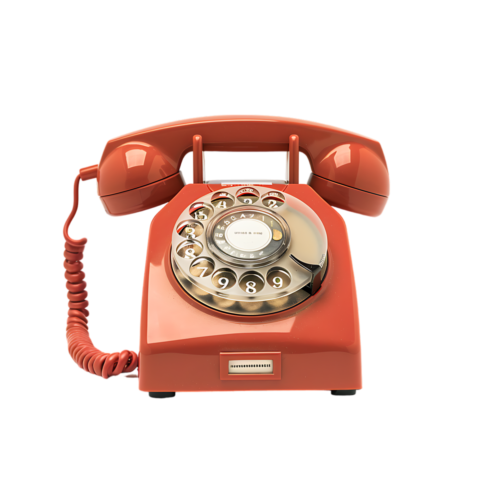 Isolated Red vintage phone on transparent background png