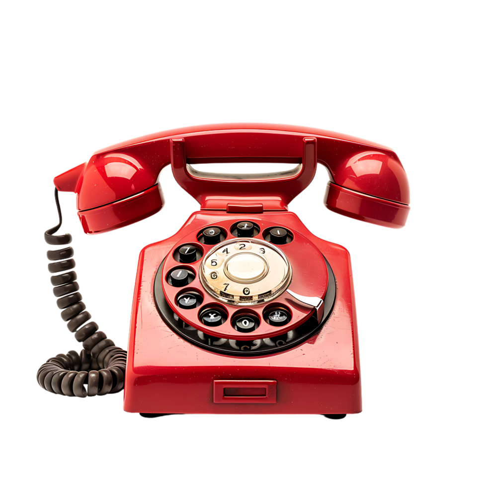 Isolated Red vintage phone on transparent background png