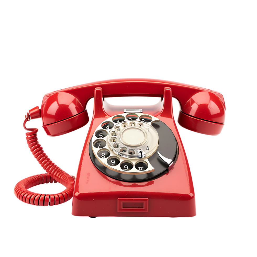 Isolated Red vintage phone on transparent background png