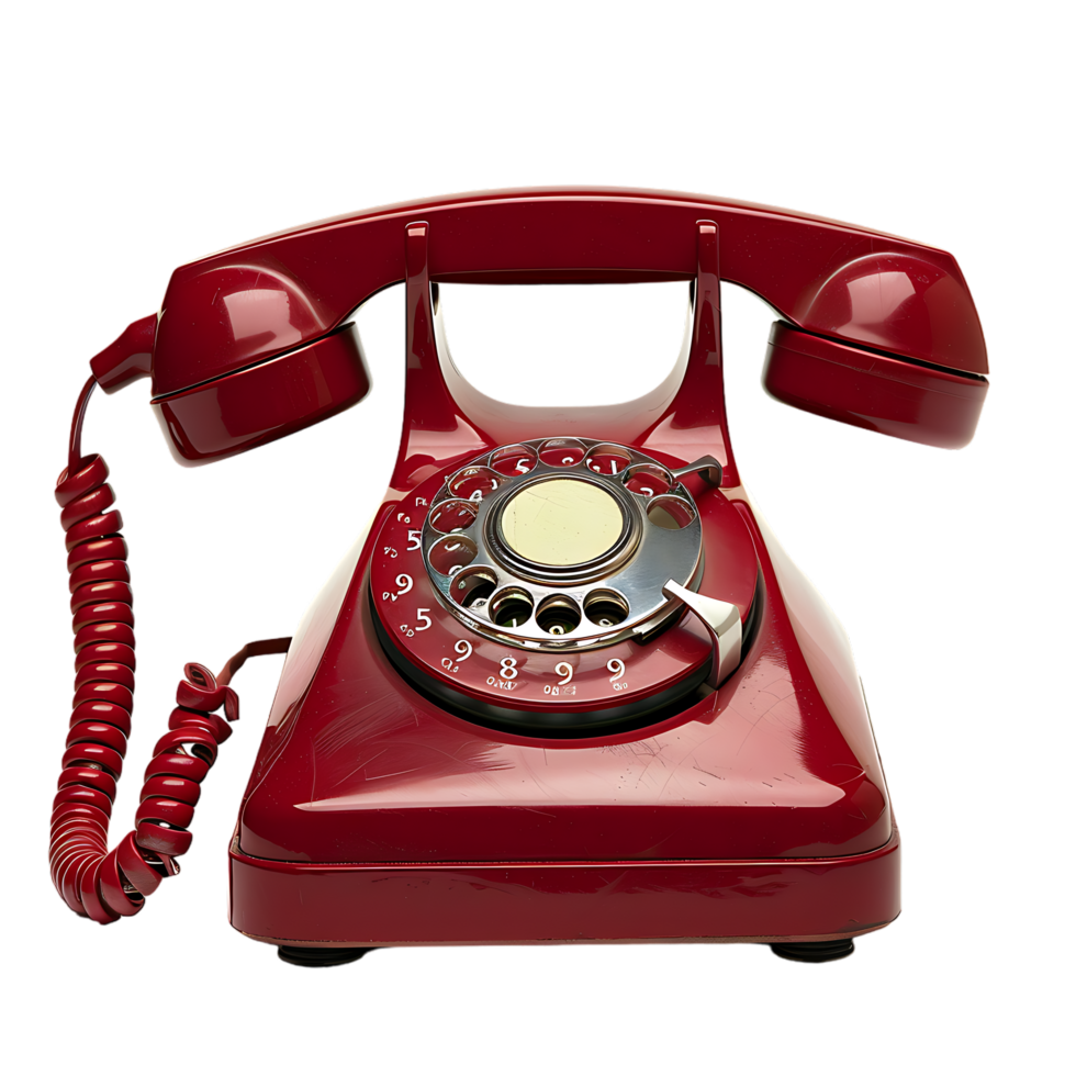 Isolated Red vintage phone on transparent background png