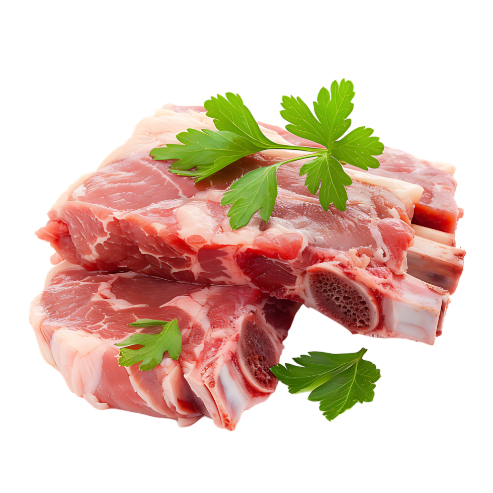 isolated Raw pork meat with bone over transparent background png