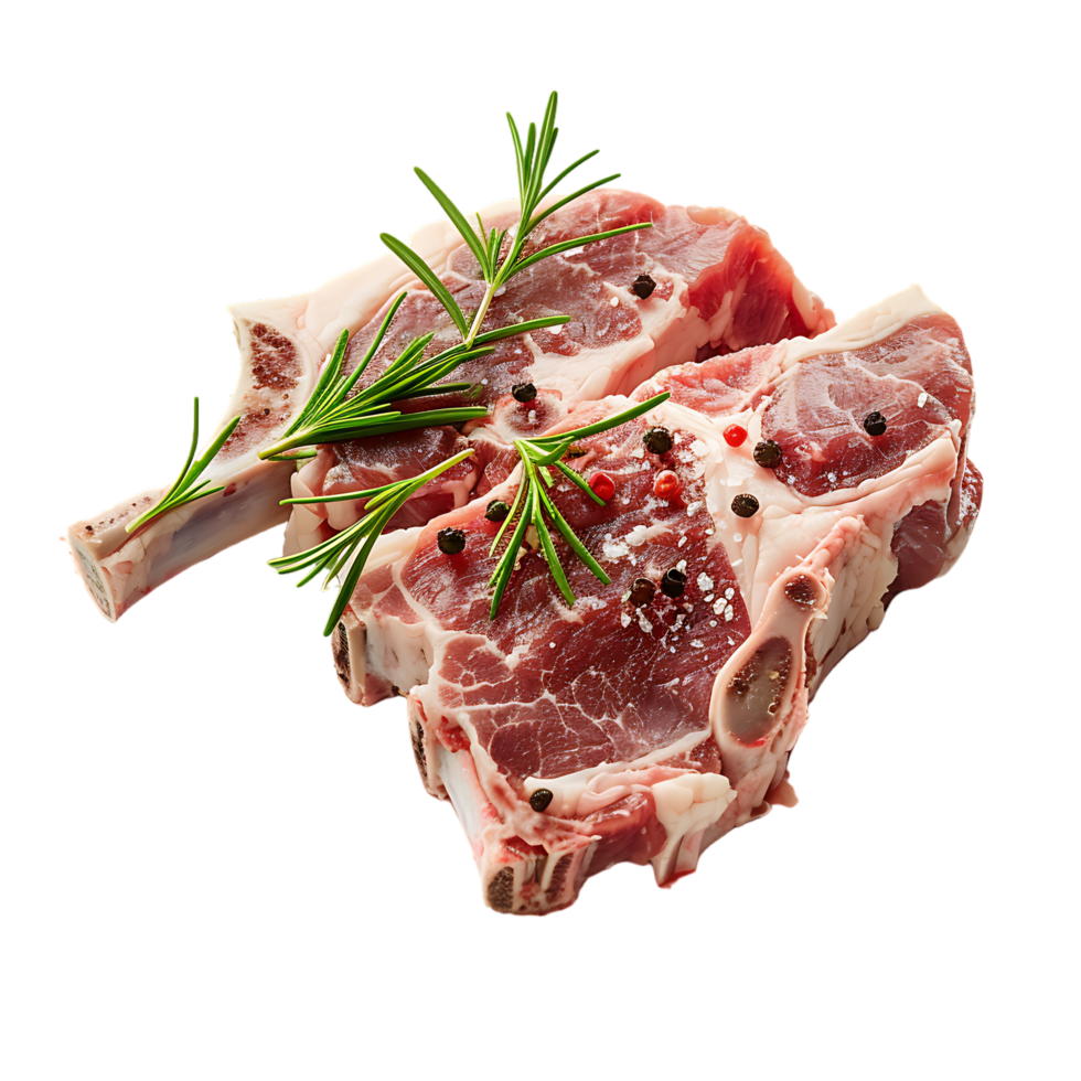 isolated Raw pork meat with bone over transparent background png
