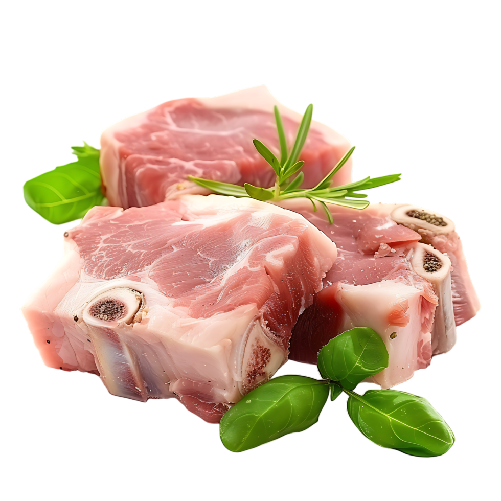 isolated Raw pork meat with bone over transparent background png