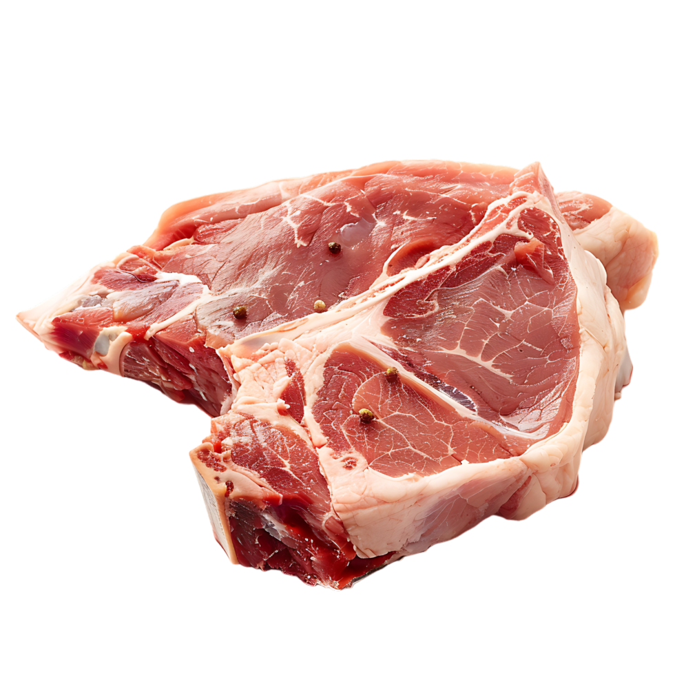 isolated Raw pork meat with bone over transparent background png