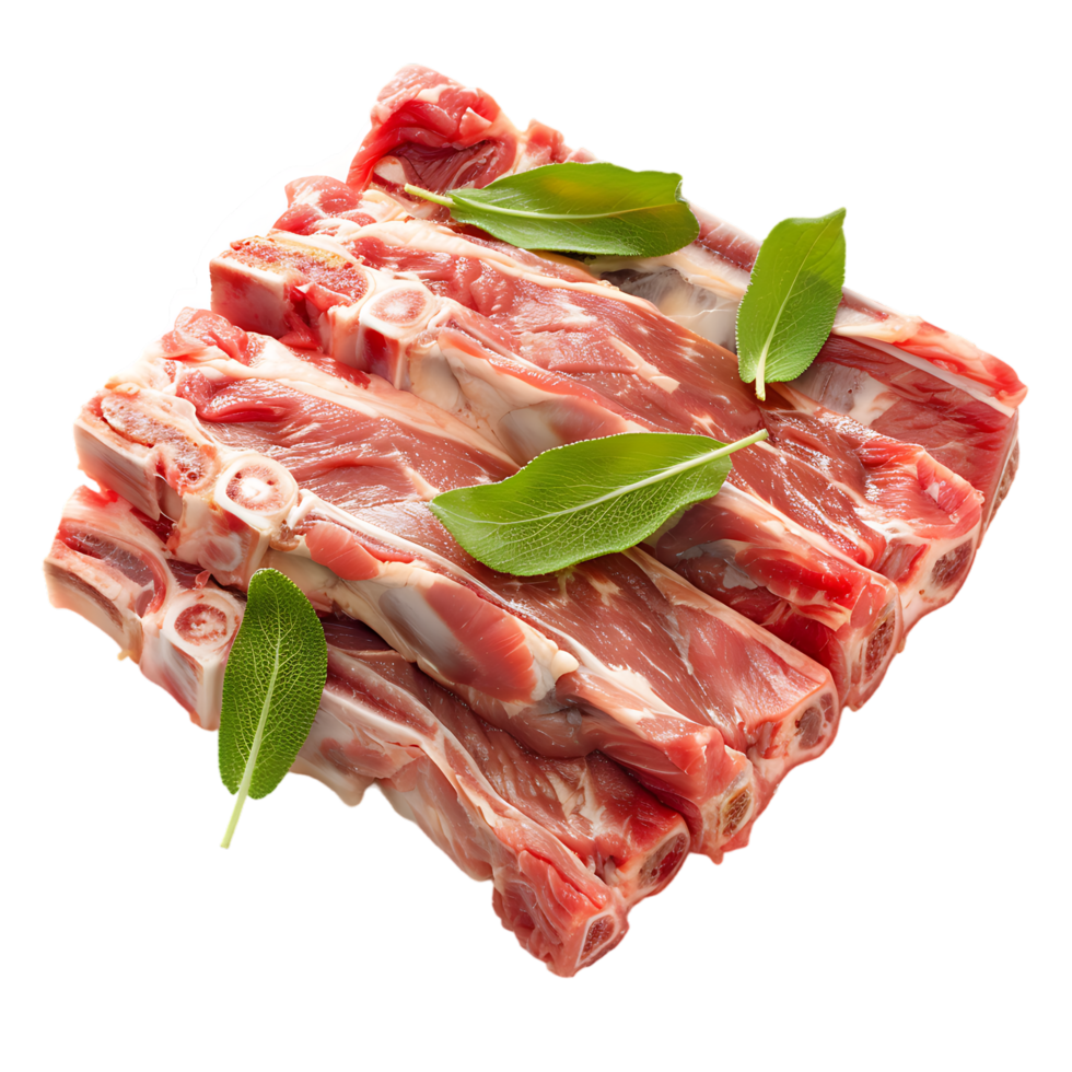 isolated Raw pork meat with bone over transparent background png
